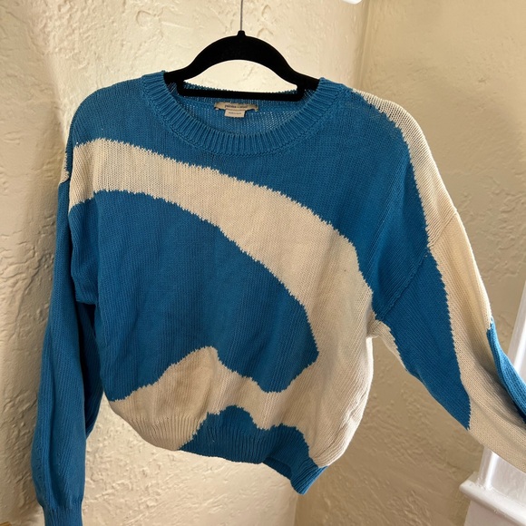 Paloma Wool Pin Swirl Blue and White Pullover Sweater - Picture 2 of 3